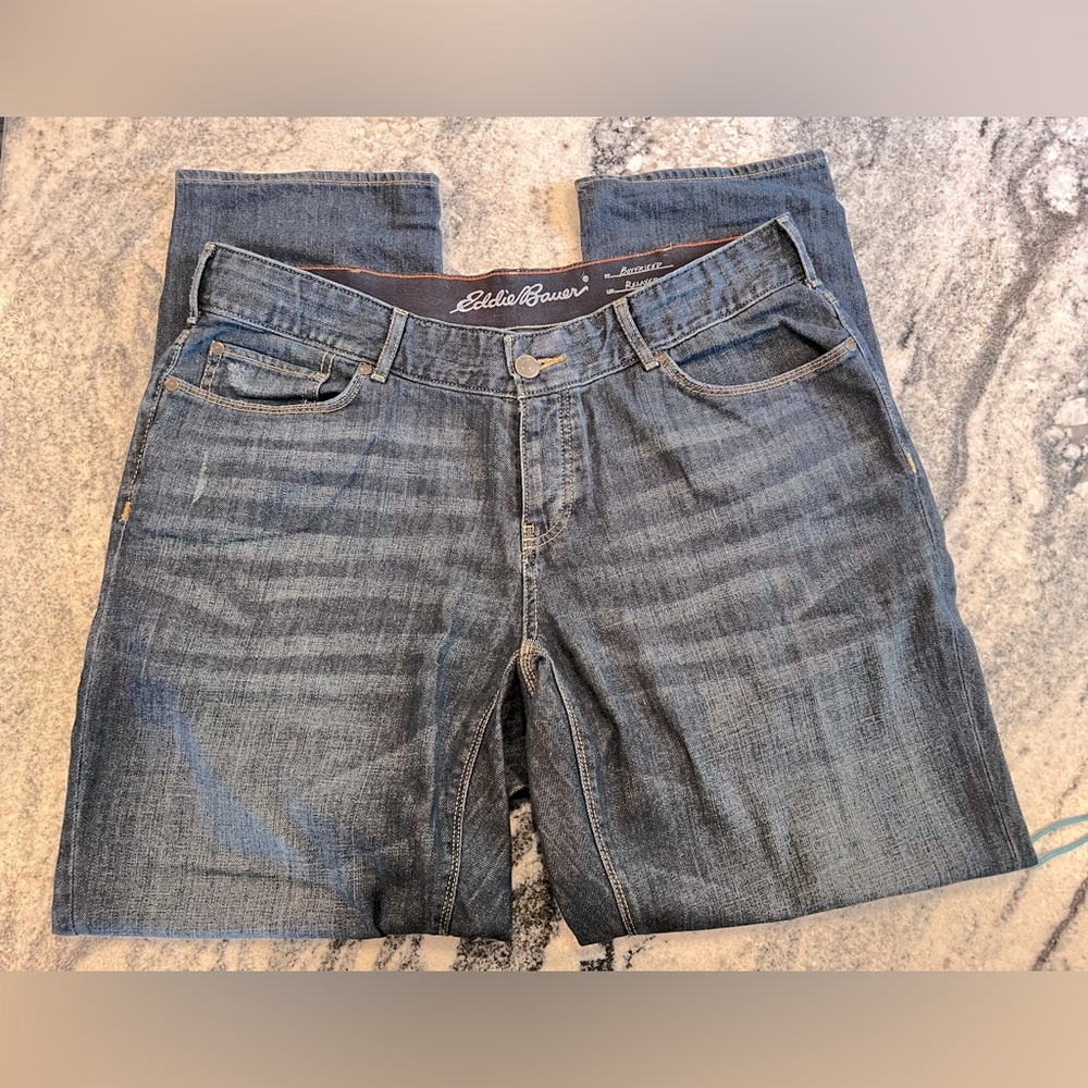 EDDIE BAUER : Boyfriend, Relaxed Leg Dark Blue , Denim Jeans -Size 16W